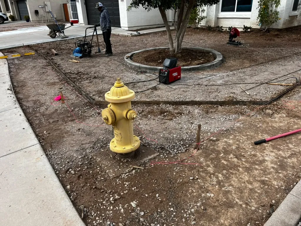 Fresh granite laid clean around the front walk